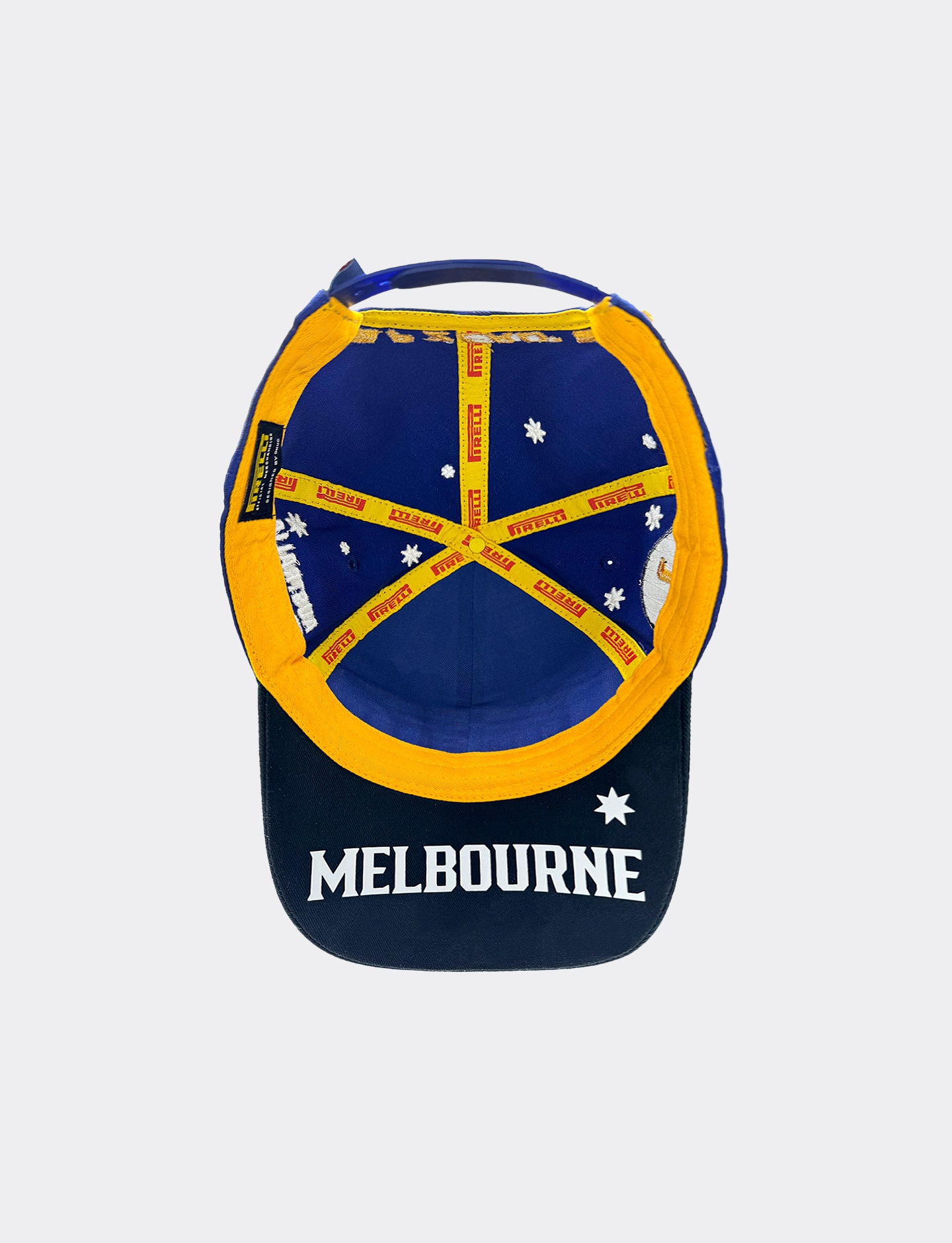 Navy blue cap from underneath