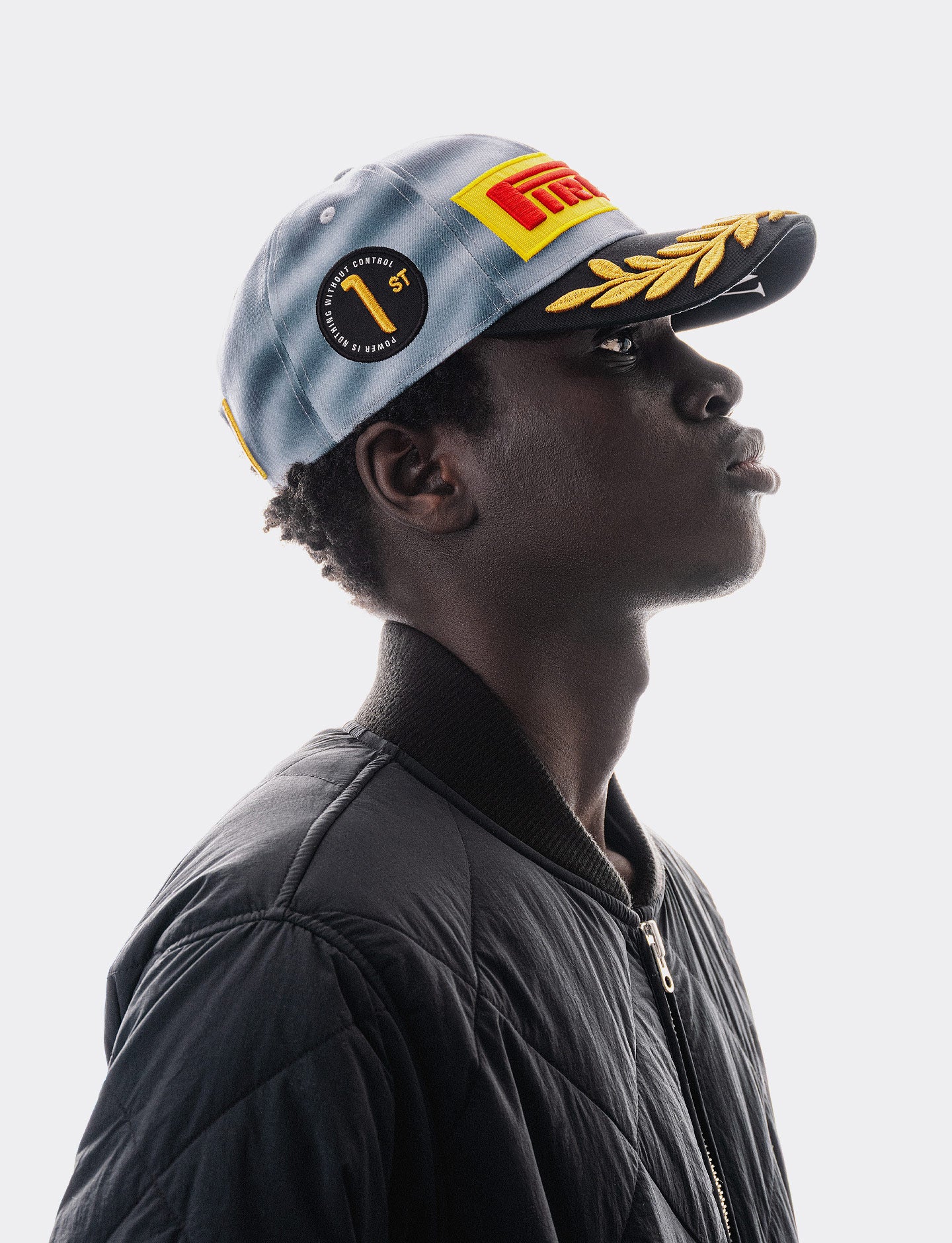 Person wearing the official Miami F1® 2026 Pirelli Podium Cap