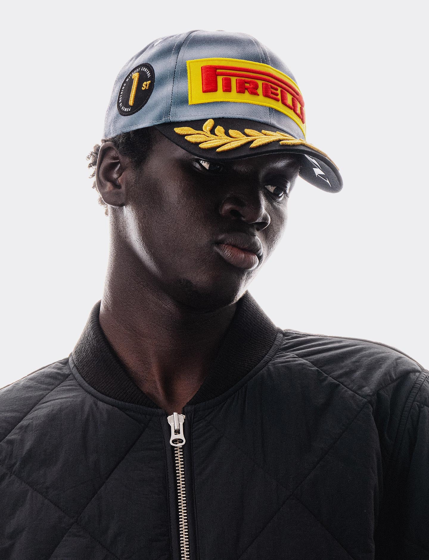 Person wearing the official Miami F1® 2026 Pirelli Podium Cap